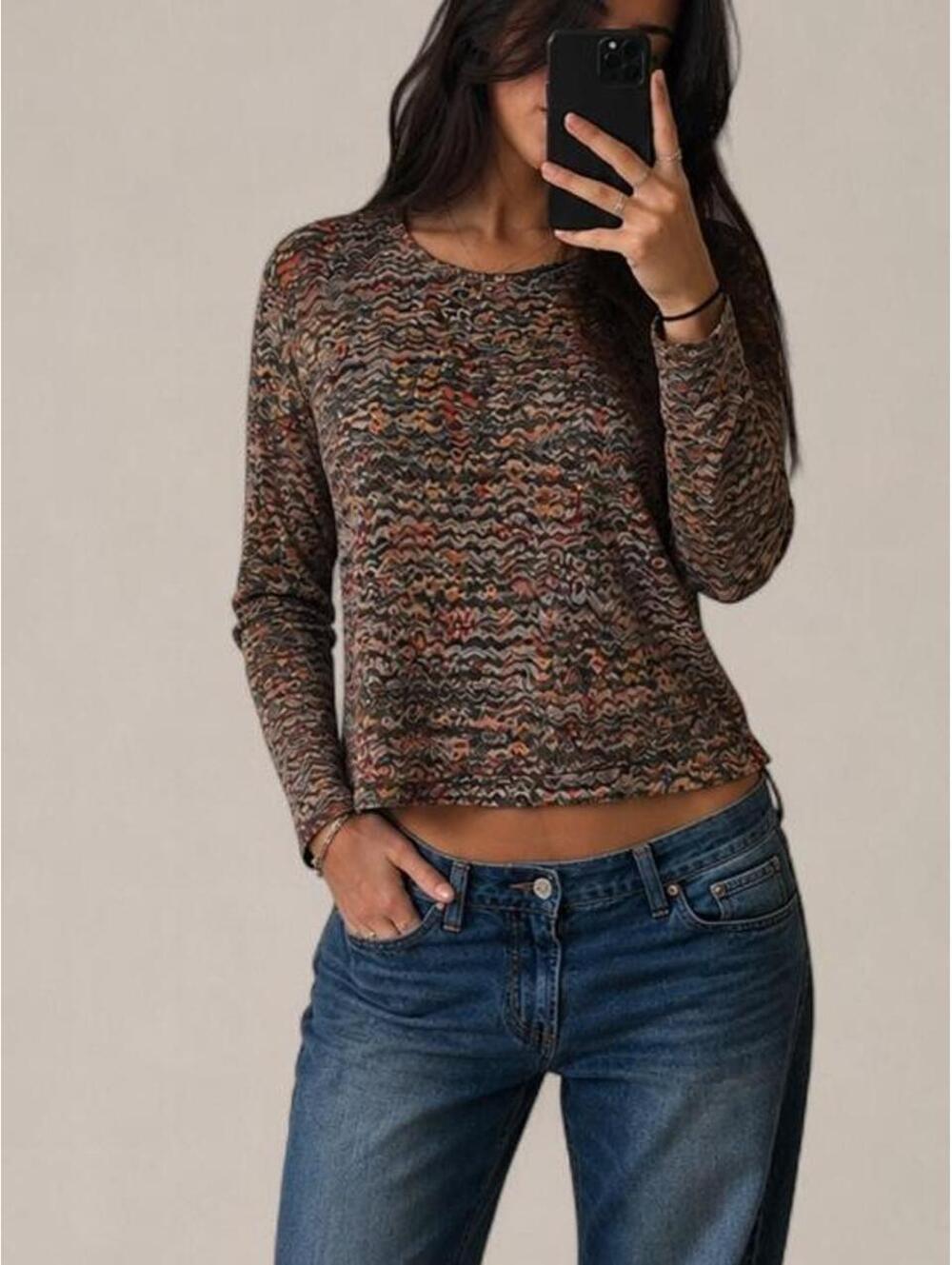 Napa Valley Paisley Mesh 3/4 Sleeve Top M